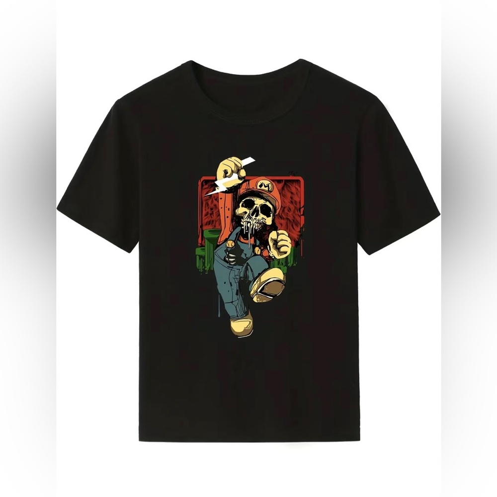 Mario Bros Skull Clown Graphic T-Shirt for Boy